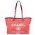 Borsa Tote Chanel Deauville Rosso Bordò