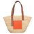 Loewe Anagram Medium Raffia Leather Tote Bag Braun Orange