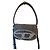 Diesel 1DR Borsa a Tracolla in Denim Monogram con Strass Grigio Metallico