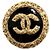 Broche Vintage Chanel com o Logotipo Coco Preto Dourado