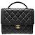 Borsa Chanel Matelassé nera in pelle di vitello granulata oro Nero