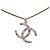 Collana con pendente Chanel Gold CC placcato oro strass e resina D'oro - vista 2