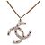 Collana con pendente Chanel Gold CC placcato oro strass e resina D'oro - vista 3