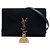 Portafoglio con catena Kate con monogramma ricamato in raso nero Saint Laurent