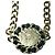 Collana Chanel in pelle nera placcata oro Nero - vista 2