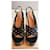 Yves Saint Laurent Sandales à plateforme compensée et brides noires Doré  - vue 6
