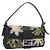 Borsa FENDI Mamma Baguette in denim con ricamo floreale blu navy e argento Auth 190100SAM