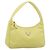 PRADA Hand Pouch Nylon Gelb Silber Auth 189641
