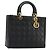 Borsa Christian Dior Lady Dior Canage in pelle di agnello nera e oro Auth bs35805V Nero D'oro
