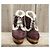 Dolce & Gabbana Botas de Cano Curto com Salto Plataforma em Camurça Ameixa e Pele Roxo escuro - vista 4