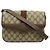 Gucci Old Gucci GG Plus Sherry Line Schultertasche Braun Weiß Rot Beige Grün