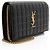 Portefeuille à chaîne Saint Laurent en agneau matelassé avec monogramme Cassandre Noir - vue 2