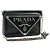 Bolso de Hombro con Cadena PRADA de Cuero Patentado Negro Plata 190226SAM
