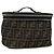FENDI Zucca Canvas Vanity Hand Bag Black Brown Auth 189549 Marrone Nero