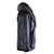 Manteau en cuir noir Yves Saint Laurent avec bordure en renard argenté  - vue 2