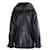 Manteau en cuir noir Yves Saint Laurent avec bordure en renard argenté  - vue 3