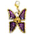 Yves Saint Laurent Pendentif papillon en métal doré et émail violet  - vue 1