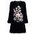N°21 Schwarzes Samtkleid mit Blumenstickerei Mehrfarben