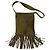 Autre Marque Borsa a tracolla in camoscio kaki con frange Great by Sandie Marrone Cachi