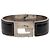 Bracciale G Cuff in pelle nera e ottone Gucci Nero