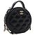 Vanity Beauty case rotondo Chanel Black Quilted Glazed Lambskin Handle With Care con catena Nero - vista 2