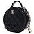 Vanity Beauty case rotondo Chanel Black Quilted Glazed Lambskin Handle With Care con catena Nero - vista 3