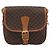 Céline Celine Vintage Macadam Tela e Pelle Marrone
