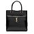 Piccola borsa satchel Uptown in pelle di vitello liscia con monogramma Saint Laurent Nero