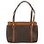 Céline Borsa CELINE Macadam Canvas PVC Pelle Marrone Oro Auth mr2661 D'oro - vista 3