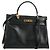 Hermès BORSA HERMES Kelly 32 in pelle Box Calf 2way Nero Oro Auth 190133SM D'oro