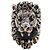 Anello Gucci a fascia con testa di leone nero e argento