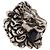 Anello Gucci a fascia con testa di leone nero e argento - vista 3