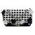 Chanel White Medium Classic Embroidered Canvas Houndstooth Pom Pom Flap Bianco