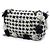 Chanel White Medium Classic Embroidered Canvas Houndstooth Pom Pom Flap Bianco - vista 2