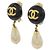 Classique Boucles d'oreilles à clip Chanel noir et blanc - vue 2