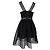 Self Portrait Mesh Asymmetrisches Mini Kleid aus schwarzem Polyester - Ansicht 3