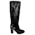 Yves Saint Laurent Bottes hautes Saint Laurent avec détails de chaîne en cuir noir Imprimé python  - vue 1