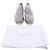 Jimmy Choo Low Top Sneaker aus grauem Polyamid mit elastischem Pelzbesatz - Ansicht 9