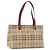 Borsa Tote BURBERRY Nova Check in PVC e pelle Beige Argento Auth 190964