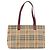 Borsa Tote BURBERRY Nova Check in PVC e pelle Beige Argento Auth 190964 - vista 2