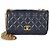 Chanel Blue gestepptes Lammleder All Slide Long Wallet On Chain Blau