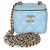 Chanel Blue gestepptes Lammfell Coco Chain Mini Vanity Case Blau