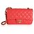 Timeless Chanel Mini Rectangular Classic Flap Bag aus gestepptem Korallen-Lammleder Pink