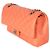 Bolso Chanel Classic Double Flap en piel de cordero acolchado naranja, tamaño Medium - vista 3