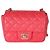Timeless Chanel Mini Square Flap Bag aus gestepptem Lammleder in Dunkelrosa Pink