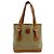 Céline Celine Vintage Macadam Blazon Logo Pattern Ledertasche Braun Beige
