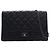Chanel Black CC Quilted Lambskin Flap Clutch with Chain