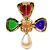 Spilla Broche Chanel Multi Gold Plated Multicolored Gripoix e Faux Pearl - vista 2