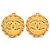 Orecchini Chanel Gold CC placcati oro Sunburst rotondi con clip D'oro