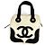 Borsa Tote CHANEL CC Coco Mark Logo Marshmallow Nero Bianco